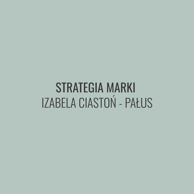IZABELA CIASTOŃ – PAŁUS <br> strategia marki, strategia komunikacji